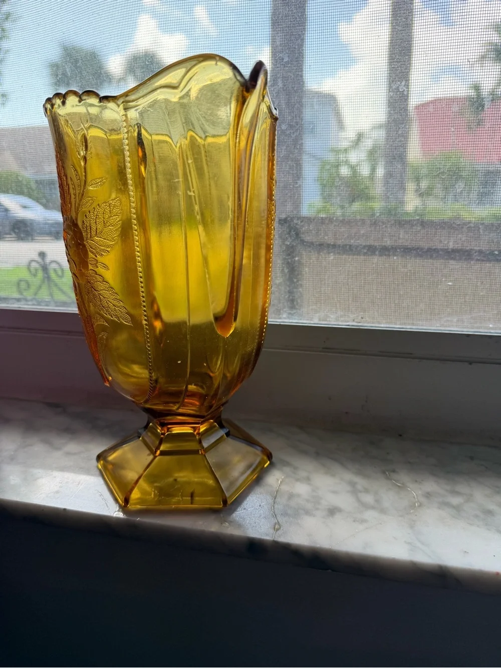 Vintage Jeannette Amber Glass Pitcher